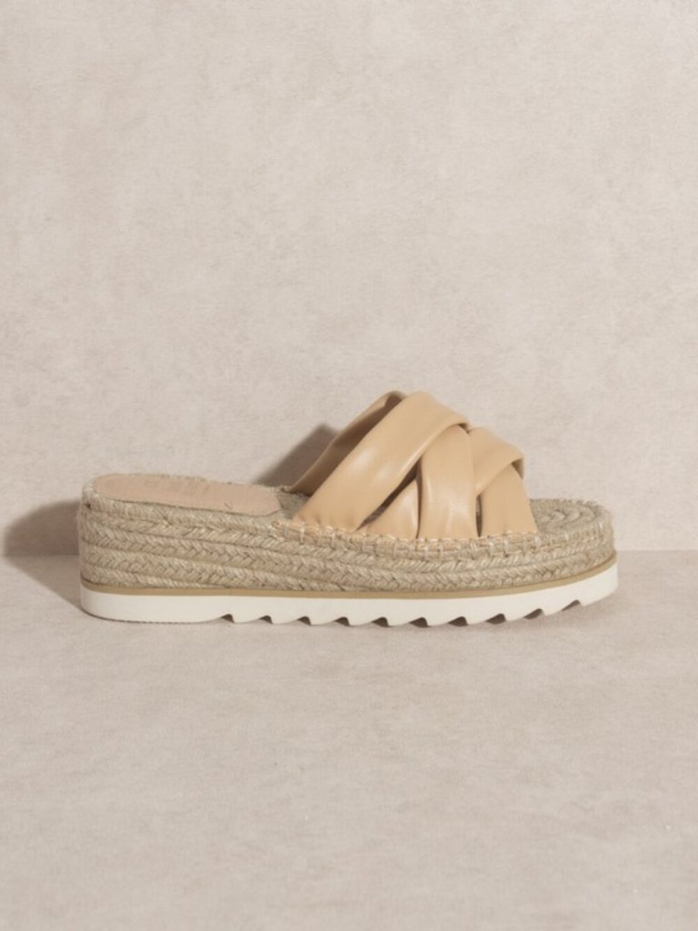 Size 10 Oasis Society Rebel Beige Criss Cross Platform Espadrille Sandals